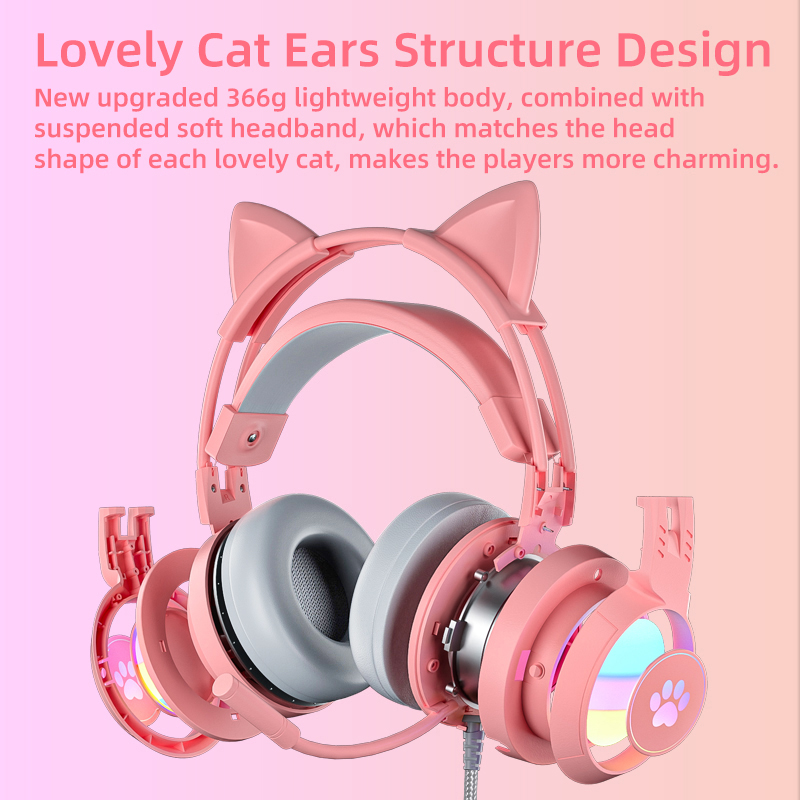 Gaming Headset Rgb - Różowy zestaw słuchawkowy do gier na