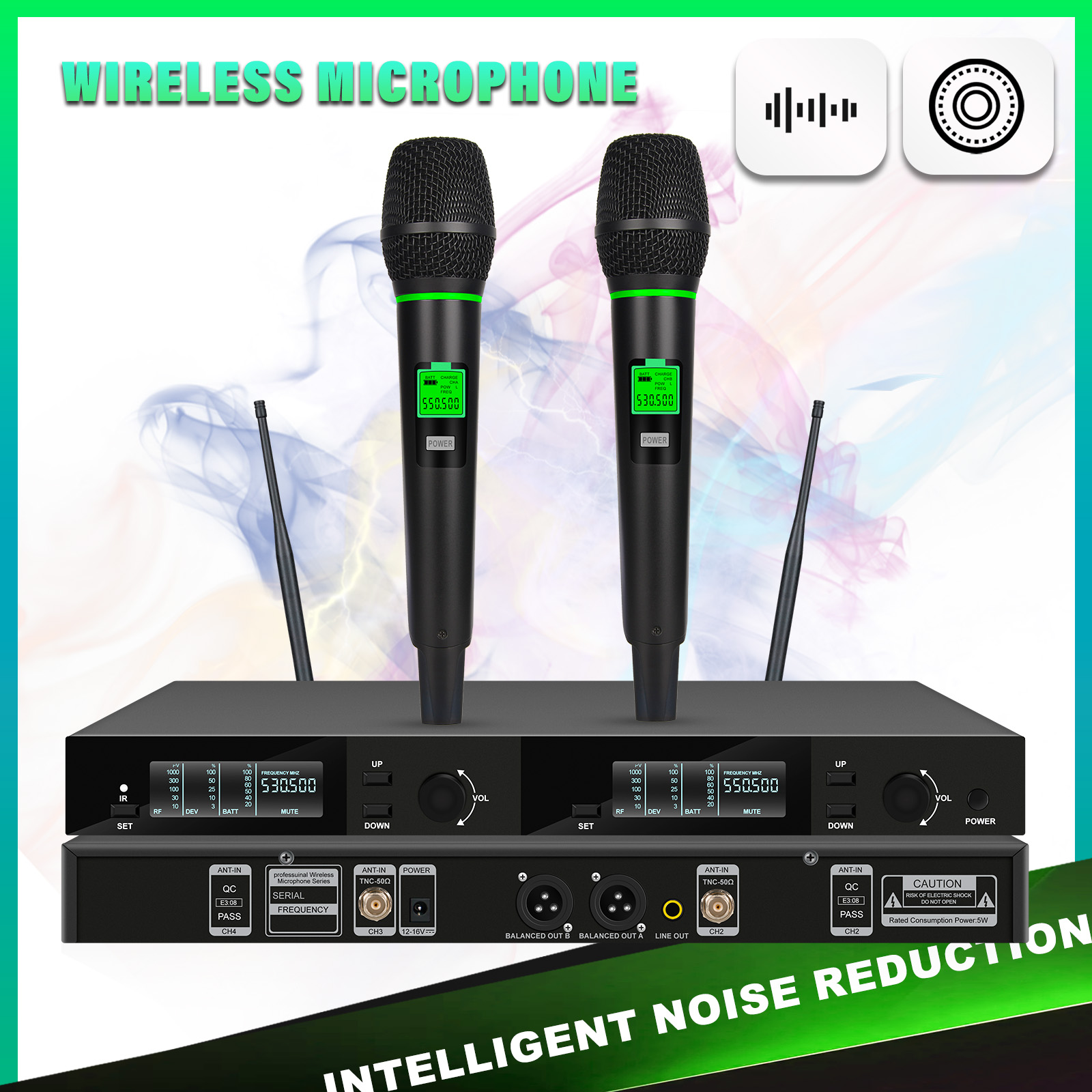 Shure Mic Sm58 - Bezprzewodowy system mikrofonowy Real UHF, podwójny