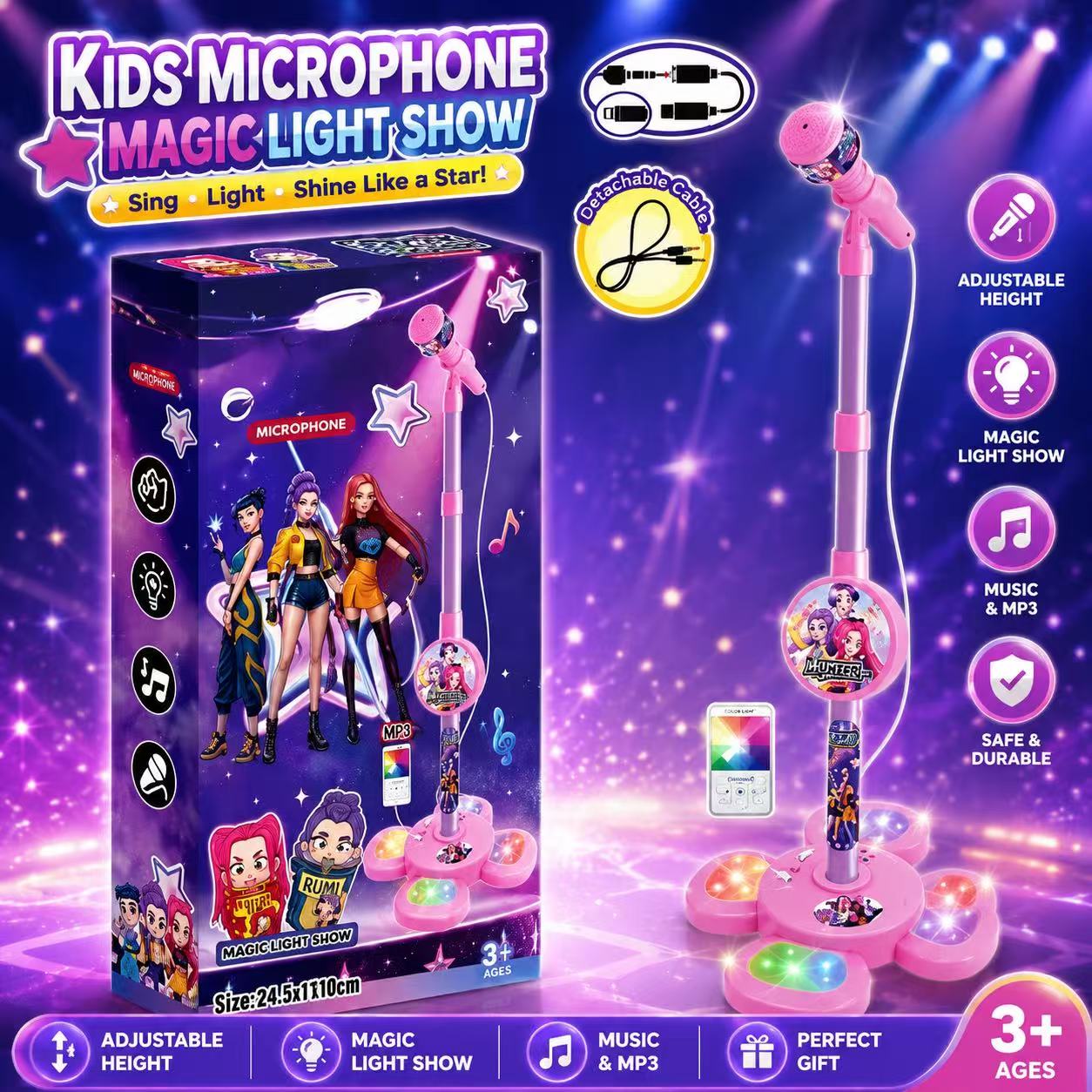 Shure Mic Sm58 - Mikrofon do karaoke ze stojakiem, przenośna